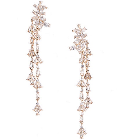 Cezanne CZ Flower Navette Stone Drop Earrings