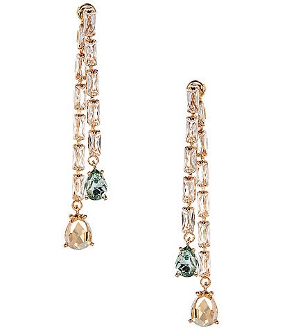 Cezanne CZ Rhinestone Chain Multi Color Teardrop Stone Front Back Earrings