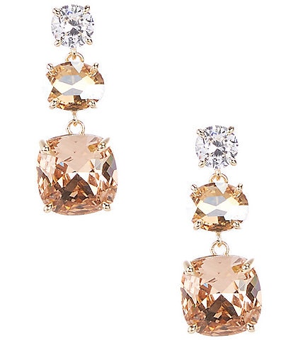 Cezanne CZ Round Multi Peach Stone Drop Earrings