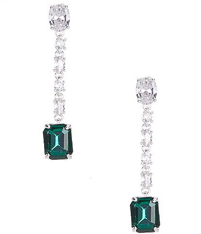 Cezanne CZ Stone Emerald Stone Linear Earrings