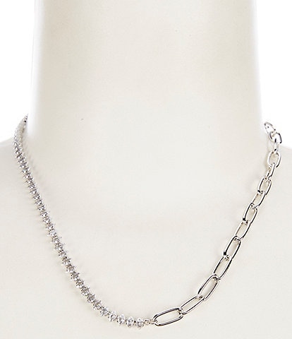 Cezanne CZ Stone Half Chain Collar Necklace