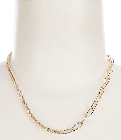 Cezanne CZ Stone Half Chain Collar Necklace