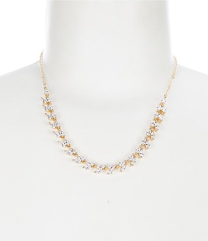 Cezanne CZ Stone Leaf Crystal Collar Necklace