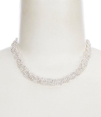 Cezanne Delicate Braid Crystal Statement Collar Necklace