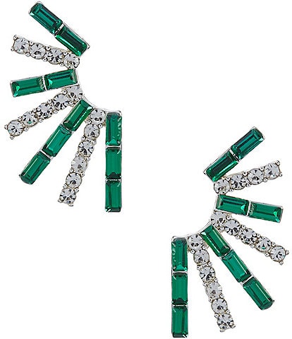 Cezanne Emerald & Crystal Stone Graduating Stick Drop Earrings