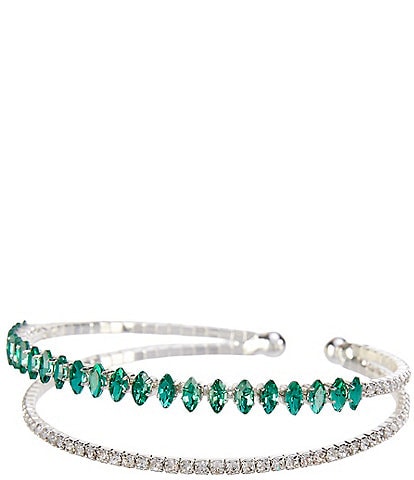Cezanne Emerald Floating Rows Cuff Bracelet