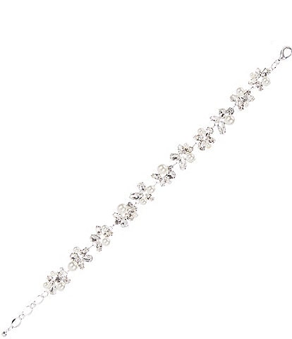 Cezanne Floral Crystal Pearl Line Bracelet