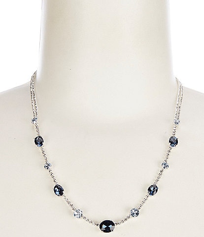 Cezanne Half Crystal Montana Stone Frontal Collar Necklace