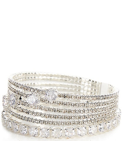 Cezanne Illusion Rows Rhinestone Cuff Bracelet