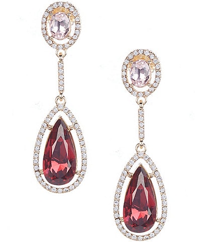 Cezanne Pink Stone Crystal Pave Double Drop Earrings
