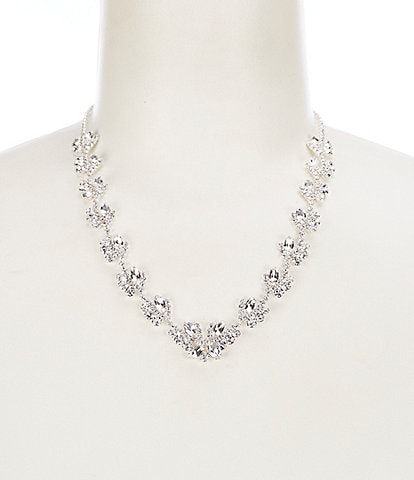 Cezanne Jacqui Silver Tone Crystal Frontal Necklace