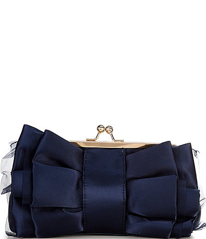 Cezanne Layered Satin Bow Kisslock Frame Clutch