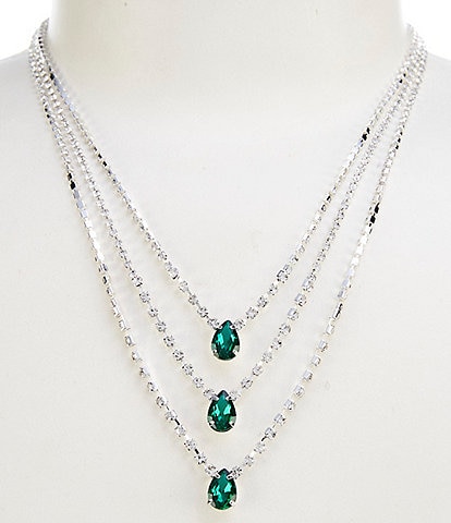 Cezanne Madalyn Emerald Rows Short Multi-Strand Necklace