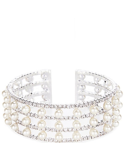 Cezanne Marietta Crystal Pearl Cuff Bracelet