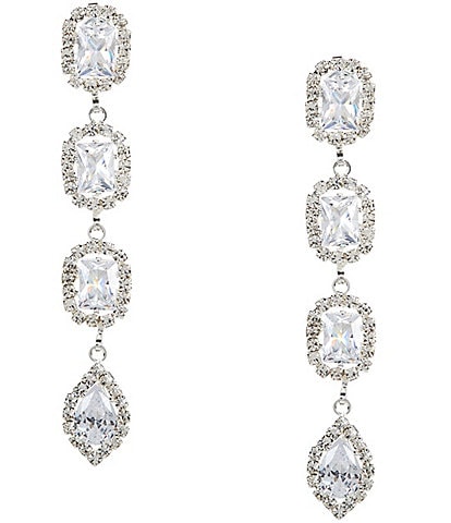 Cezanne Mix Stone Halo Linear Earrings