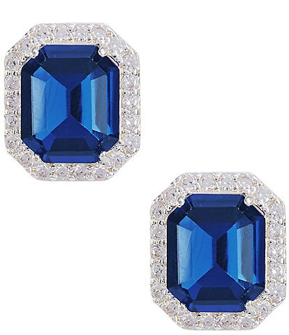 Cezanne Montana Stone Crystal Pave Edge Stud Earrings