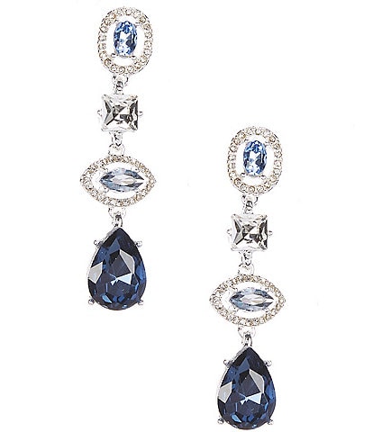 Cezanne Multi Blue Stone Crystal Pave Drop Earrings