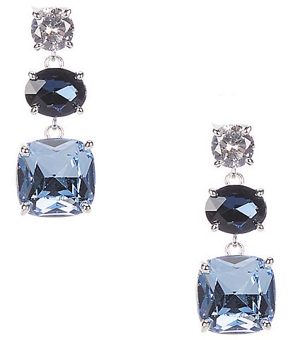 Cezanne Multi Blue Toned Stone Cubic Zirconia Linear Earrings