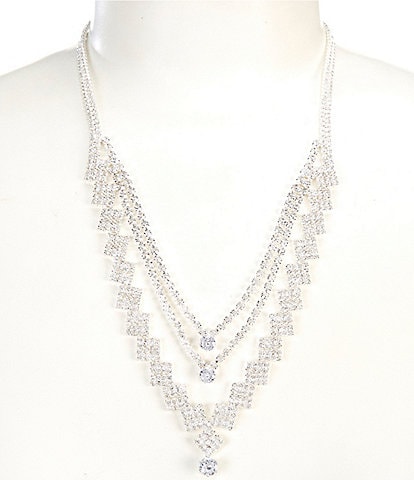 Cezanne Multi Row Mix Crystal Short Multi Strand Necklace