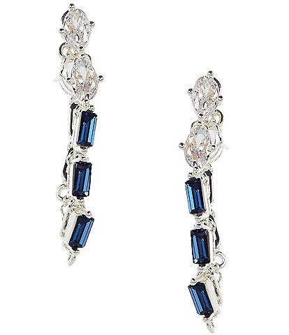 Cezanne Oval & Montana Rectangle Stone Short Chain Front Back Earrings