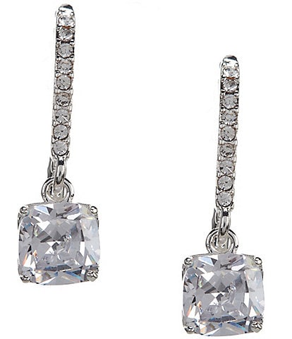 Cezanne Pave Cushion CZ Crystal Drop Earrings