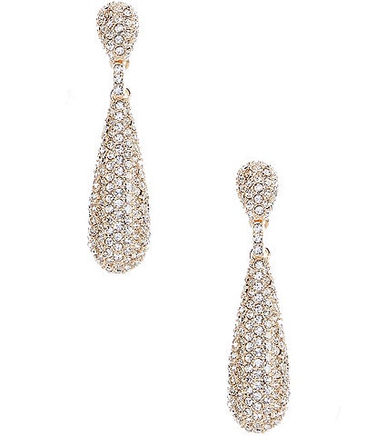 Cezanne Pave Domed Metal Crystal Drop Earrings
