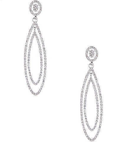 Cezanne Pave Metal Crystal Double Drop Earrings
