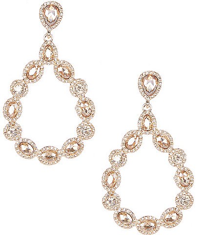Cezanne Pave Oval Stone Teardrop Earrings