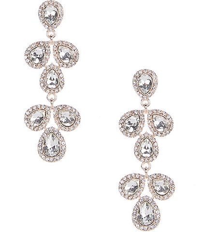 Cezanne Pave Pear Crystal Linear Earrings