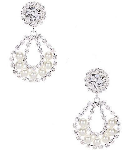 Cezanne Pearl Crystal Lined Chandelier Earrings