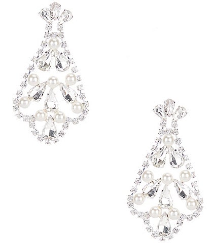 Cezanne Pearl Floral Crystal Drop Earrings