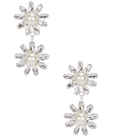 Cezanne Primavera Crystal Pearl Drop Earrings