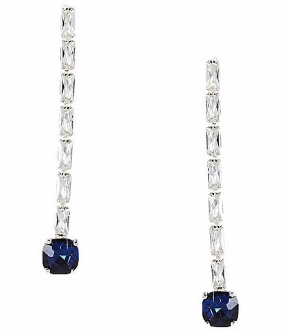 Cezanne Rectangle Rhinestone Chain Montana Stone Linear Earrings