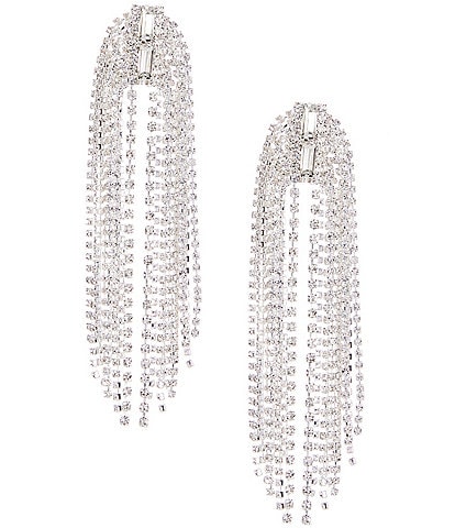 Cezanne Rhinestone Knot Fringe Drop Earrings