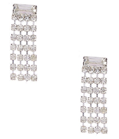 Cezanne Rhinestone Short Fringe Drop Earrings