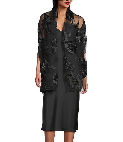 Cezanne Satin Flower Scarf Wrap