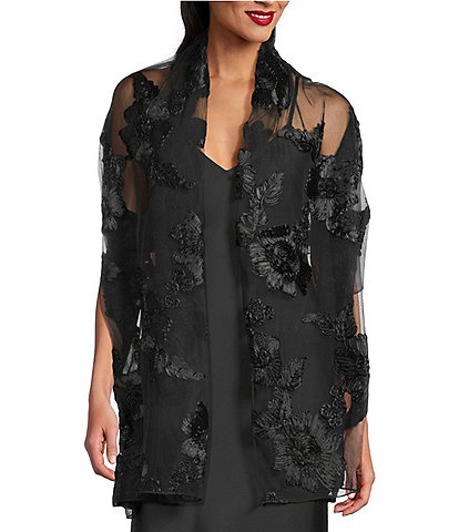 Cezanne Satin Flower Scarf Wrap