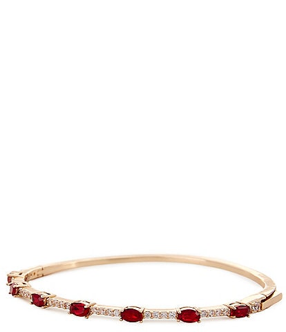 Cezanne Siam Oval Stone Crystal CZ Pave Delicate Bracelet