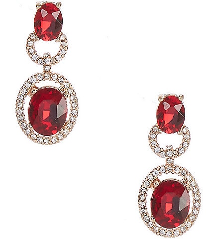 Cezanne Siam Oval with Crystal Pave Drop Earrings