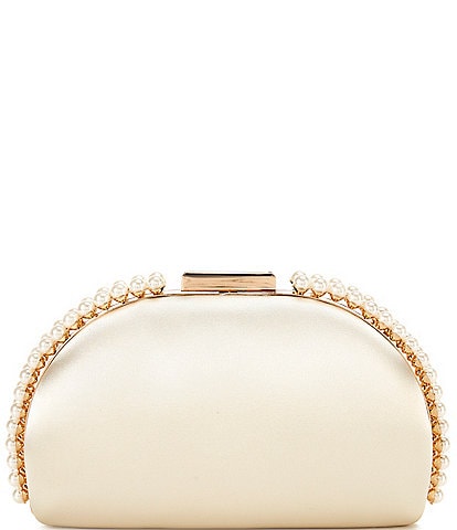 Cezanne Stone Pearl Embellished Frame Minaudiere Bag