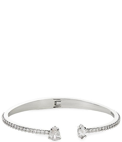 Cezanne Teardrop & Navette Stone Delicate Pave Hinge Bracelet
