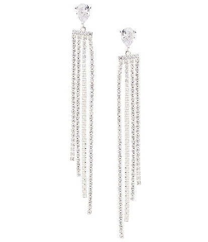 Cezanne Teardrop Graduating Rhinestone Chain Drop Earrings