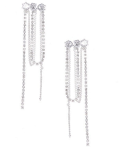 Cezanne Three Stone Fringe Crystal Drop Earrings