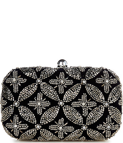 Cezanne Velvet Beaded Minaudiere Bag