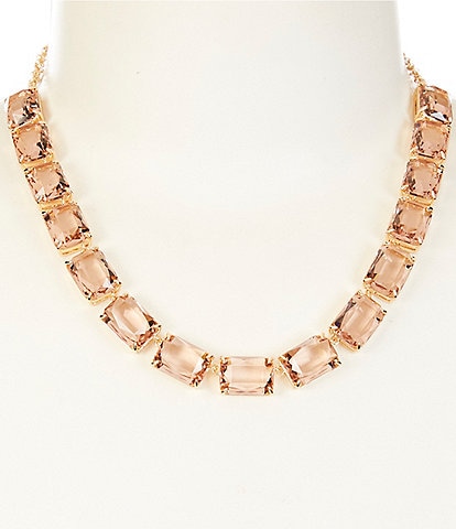 Cezanne Vintage Rose Faceted Square Stone Frontal Collar Necklace