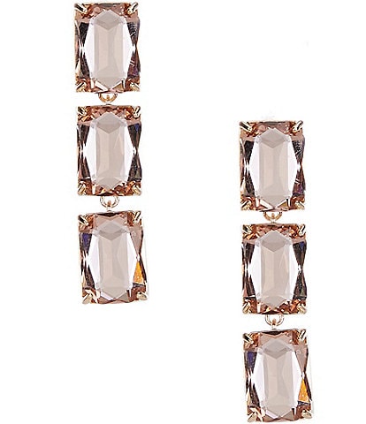 Cezanne Vintage Rose Faceted Square Stone Linear Earrings