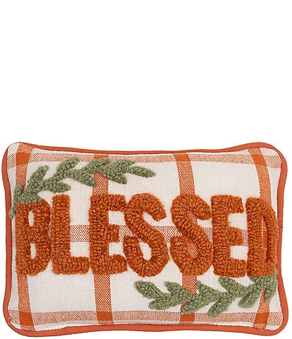 C&F Home Festive Fall Collection Harvest Blessed Hooked Woven Mini Pillow