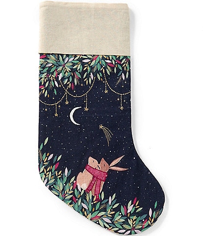 C&F Home Holiday Decor Collection Moonlit Rabbits Christmas Stocking
