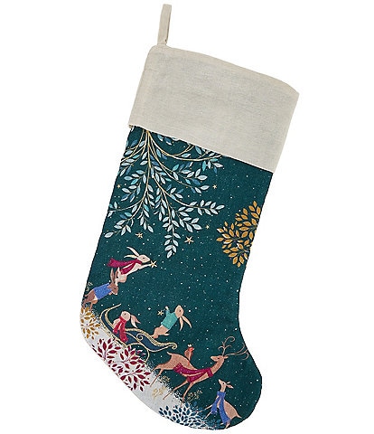 C&F Home Holiday Decor Collection Rabbit Sleigh Christmas Stocking