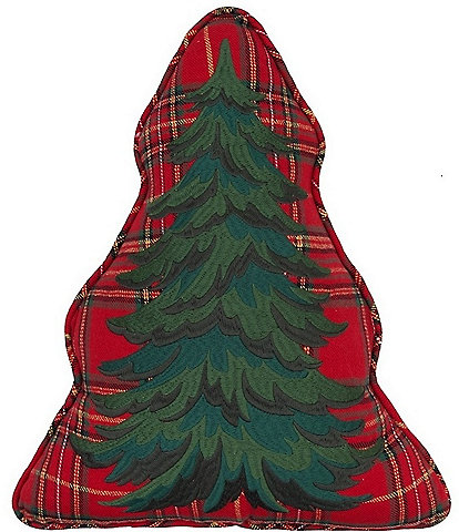 C&F Home Spruce Tree Plaid Shaped Accent Throw Pillow